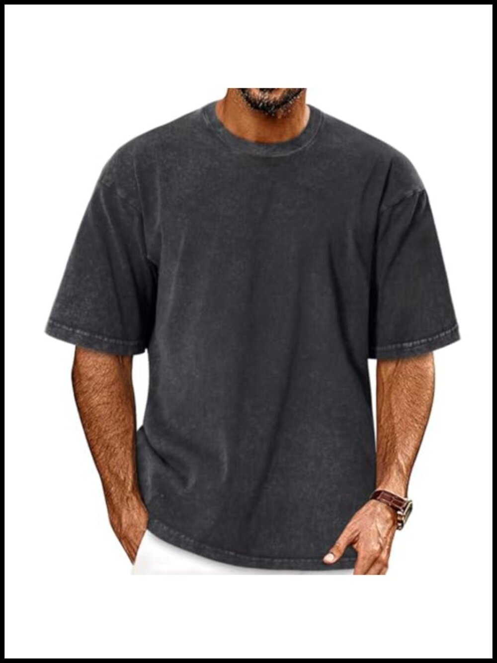 Oversized Cotton Boxy Tee Crew Neck Short Sleeve Vintage Washed Loose Fit